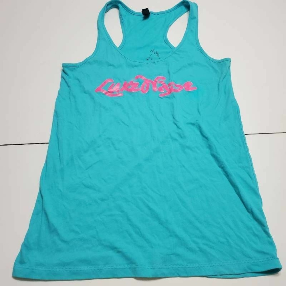 District Womens Tank Top Turquoise Luke Wape Sleeveless Scoop Neck Pullover M